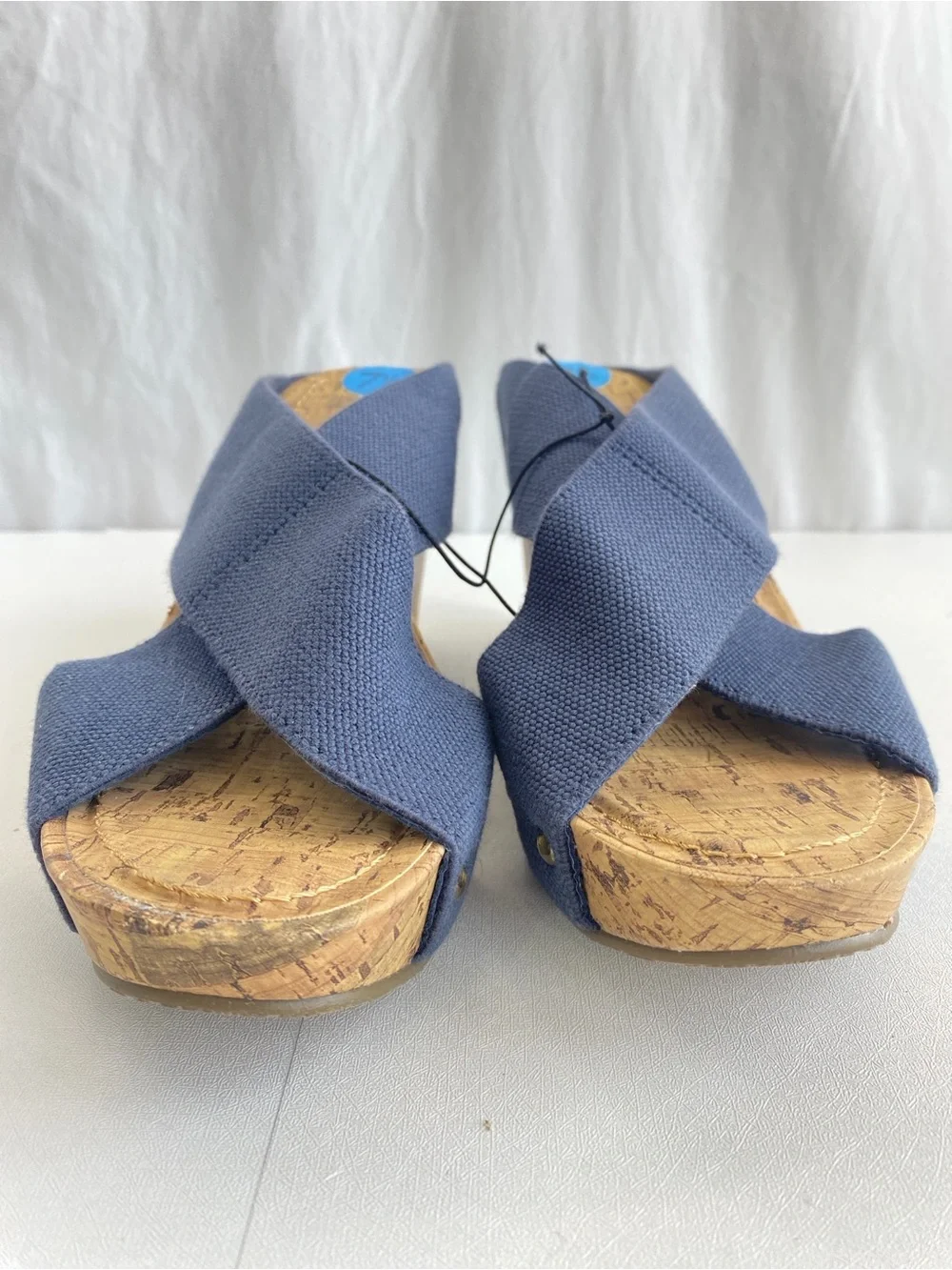 Esprit Oceane 2 Navy Stretchy Wide Strap Cork Wedge Heel Sandal Shoe 7.5 NWT